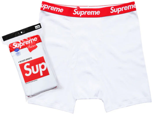 Supreme Hanes Boxer Briefs White