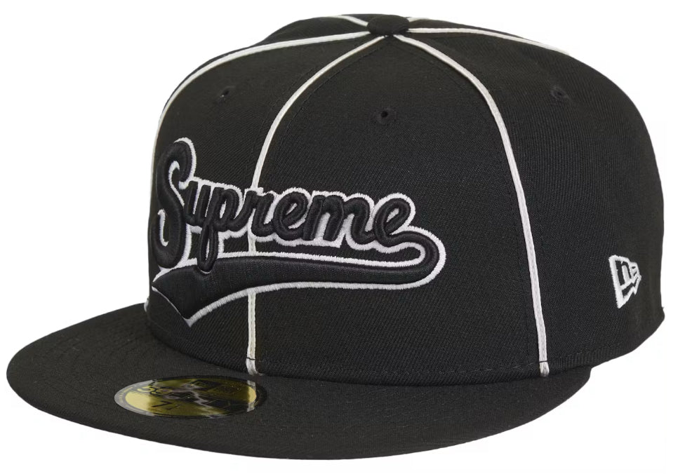 Gorro Supreme x New Era Piping Script Logo Black