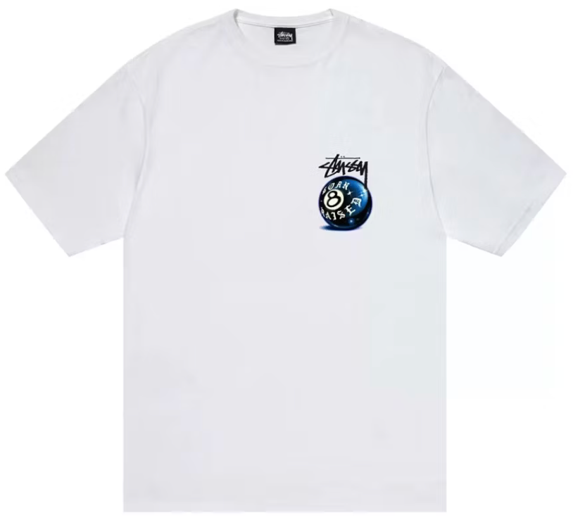 Camiseta Stussy Born X Raised 8 Ball Tee White