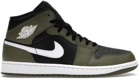 Jordan 1 Mid Black White Olive