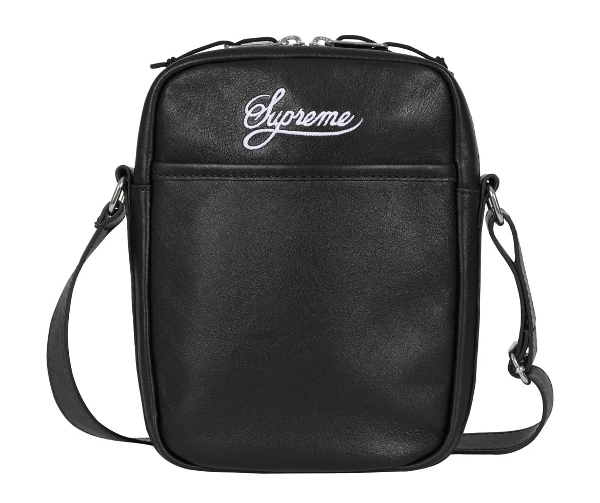 Supreme X Nike Leather Shoulder Bag Black