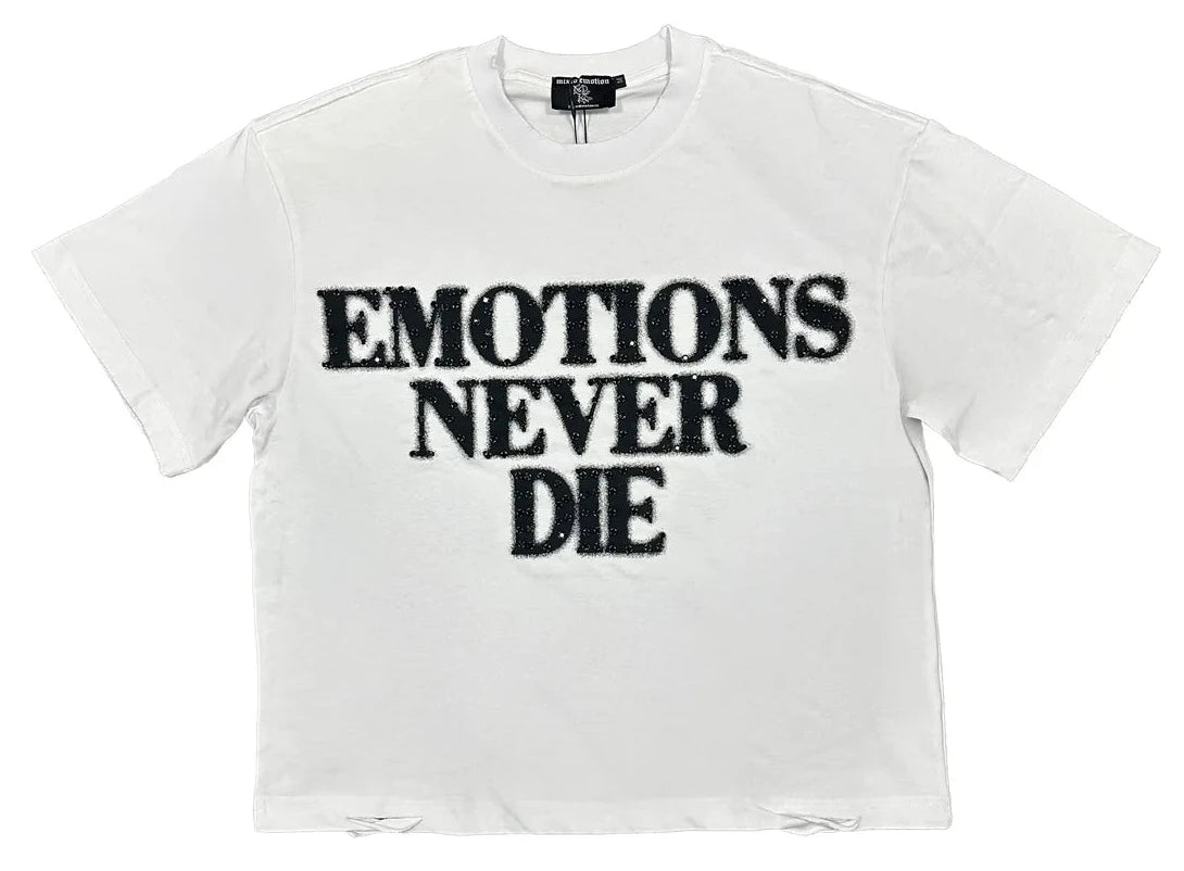 Camiseta Mixed Emotions White Black End Rhinestone
