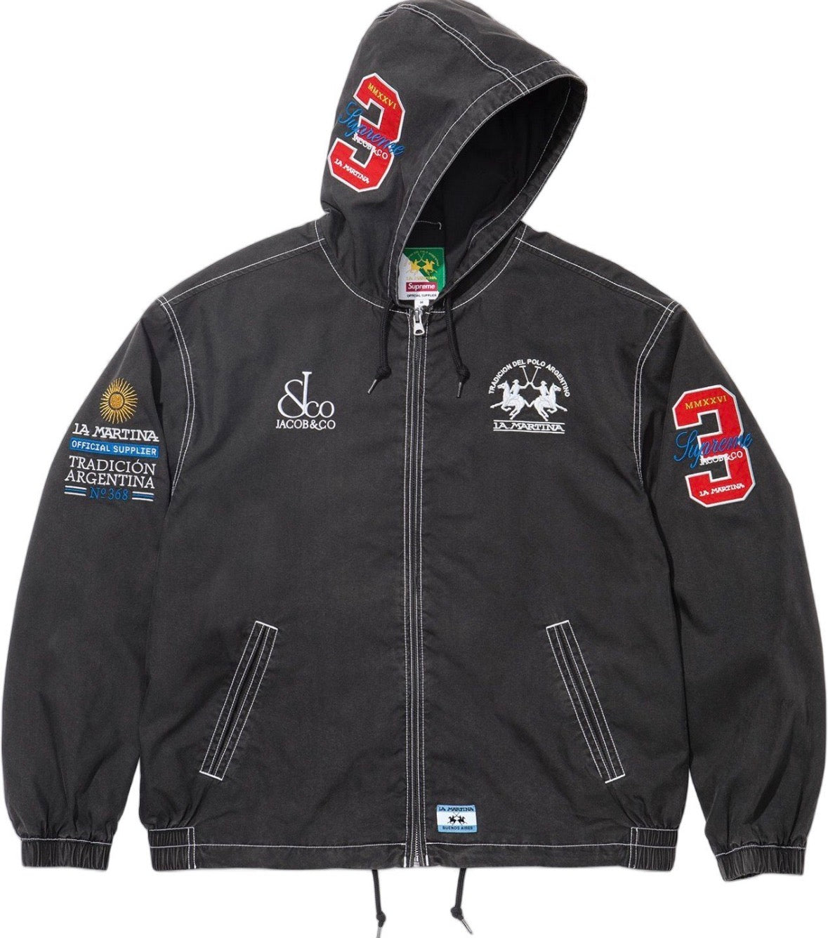 Campera Supreme x La Martina x Jacob & Co Lightweight Hooded Jacket Black