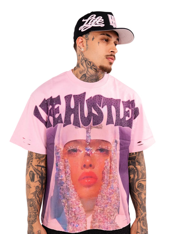 Camiseta Life Hustler Crystal Tears Pink