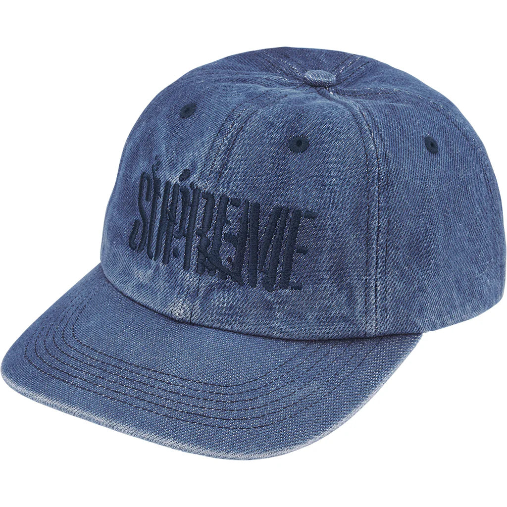 Gorro Supreme Splatter Logo 6-Panel Washed Denim