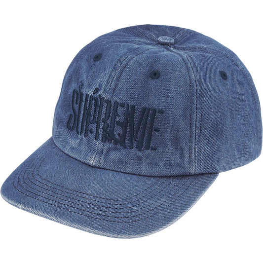 Gorro Supreme Splatter Logo 6-Panel Washed Denim
