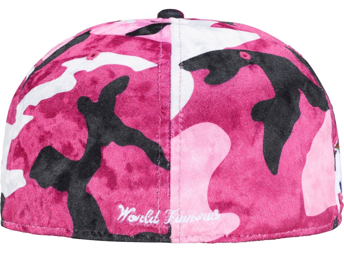 Gorro Supreme x New Era Crushed Velvet Box Logo Pink Camo