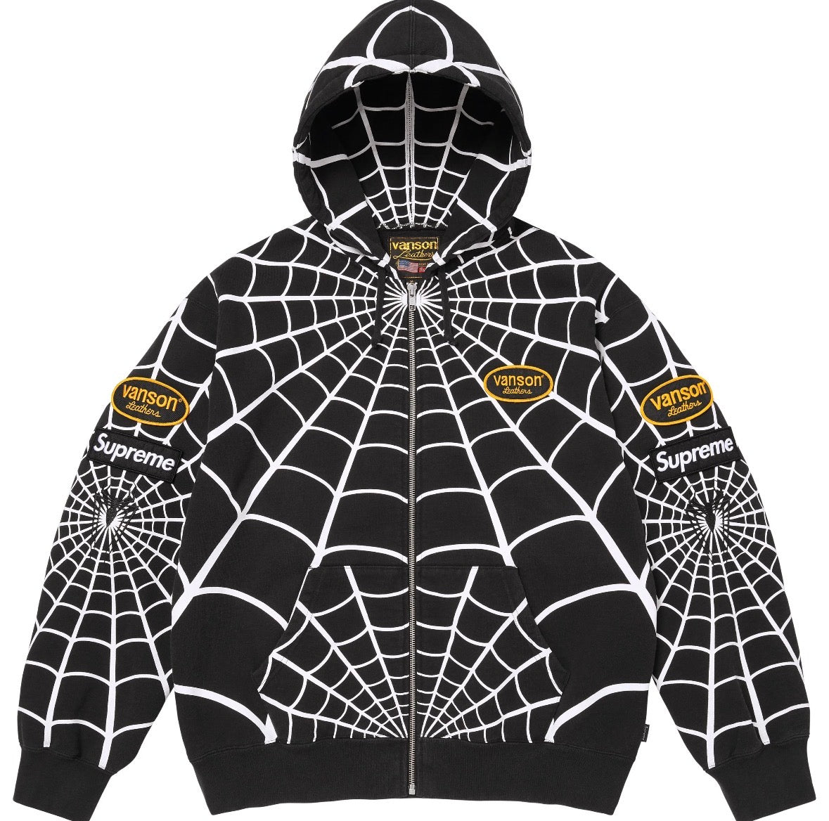 Campera Supreme x Vanson Leathers x  Spider Man Black