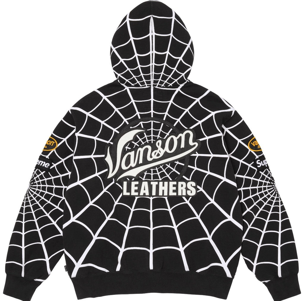 Campera Supreme x Vanson Leathers x  Spider Man Black