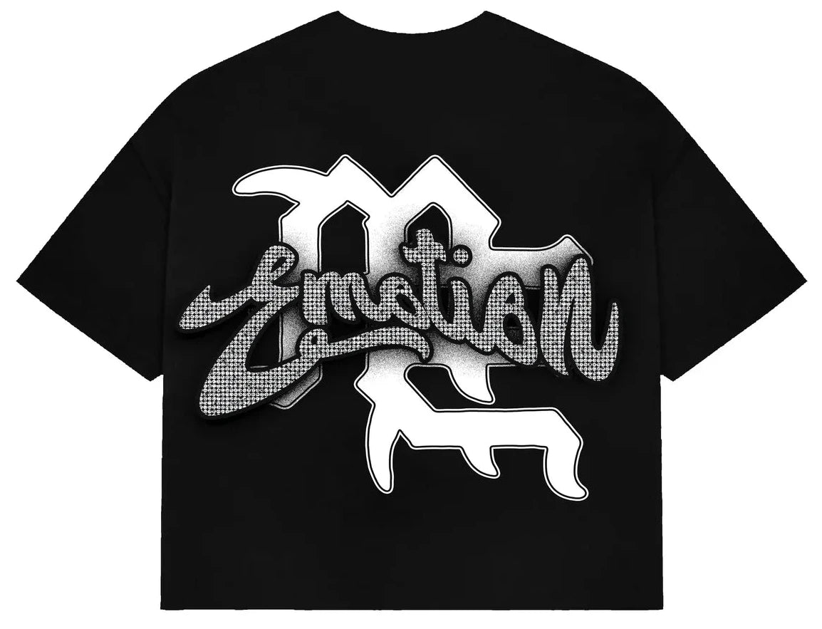 Camiseta Mixed Emotions Black “Rhinestone” Cropped