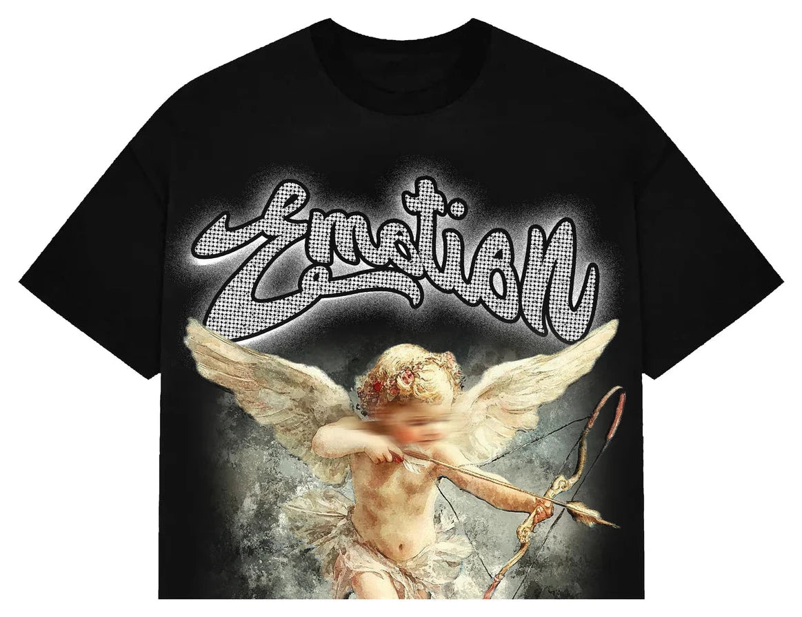 Camiseta Mixed Emotions Black “Rhinestone” Cropped