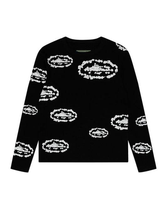 Camiseta Manga Larga Denim Tears X Corteiz Island Wreath Waffle Thermal Black
