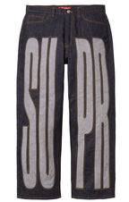 Pantalon Supreme Inset Spellout Baggy Jean Rigid Indigo