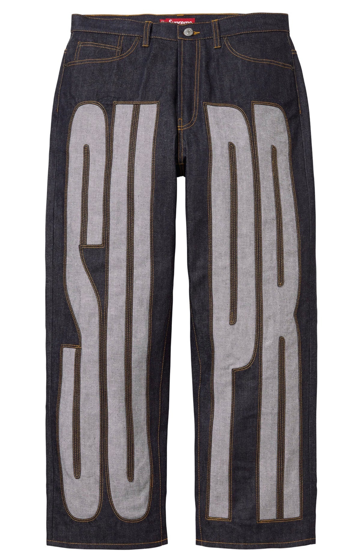 Pantalon Supreme Inset Spellout Baggy Jean Rigid Indigo