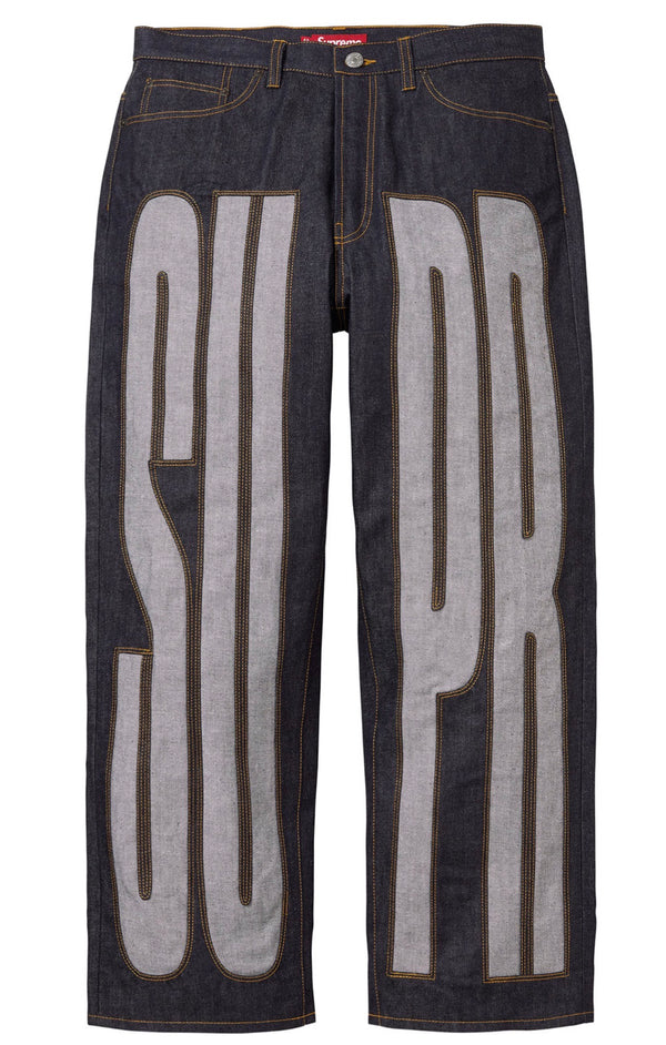 Pantalon Supreme Inset Spellout Baggy Jean Rigid Indigo
