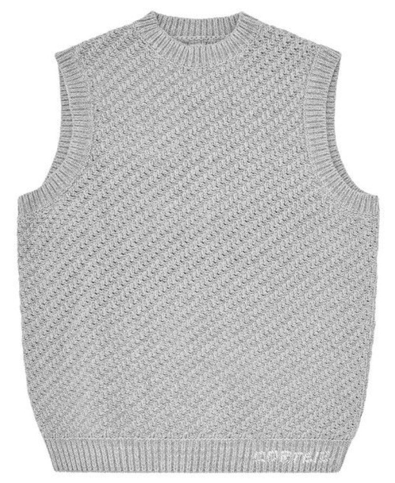 Chaleco Corteiz Hand Embroidered Knit Grey
