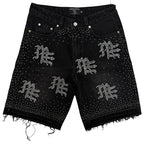Short Mixed Emotions Black “ME” Rhinestone Denim