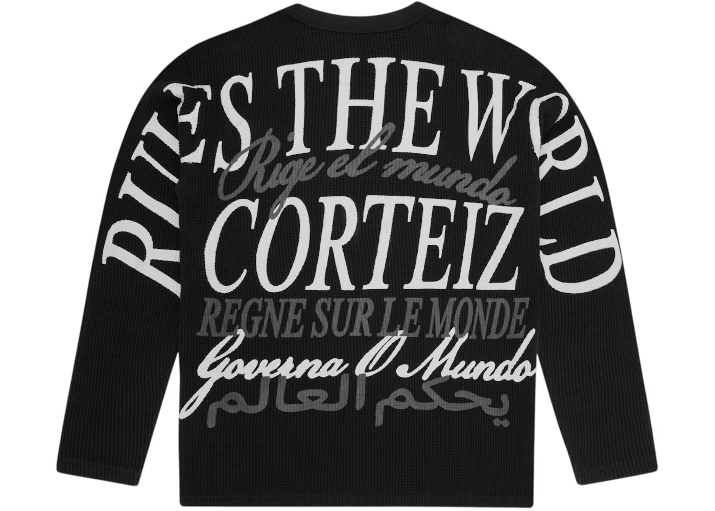 Camiseta Manga Larga Corteiz Worldwide Waffle Thermal Black