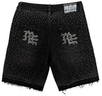Short Mixed Emotions Black “ME” Rhinestone Denim