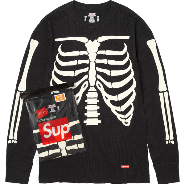 Camiseta Manga Larga Supreme Hanes Bones Thermal Black