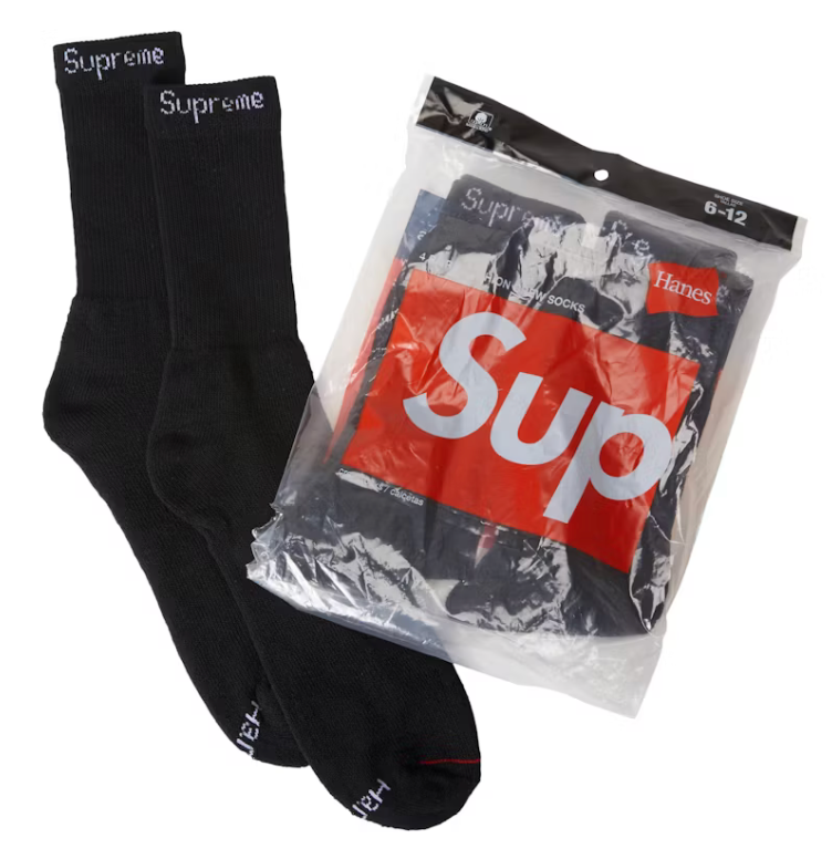 Par de medias Supreme Hanes Black