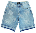 Short Mixed Emotions Blue “ME” Rhinestone Denim
