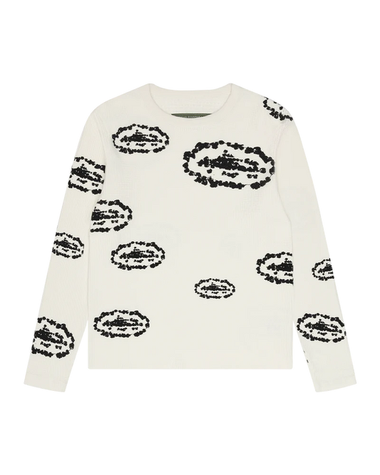 Camiseta Manga Larga Denim Tears X Corteiz Island Wreath Waffle Thermal Cream