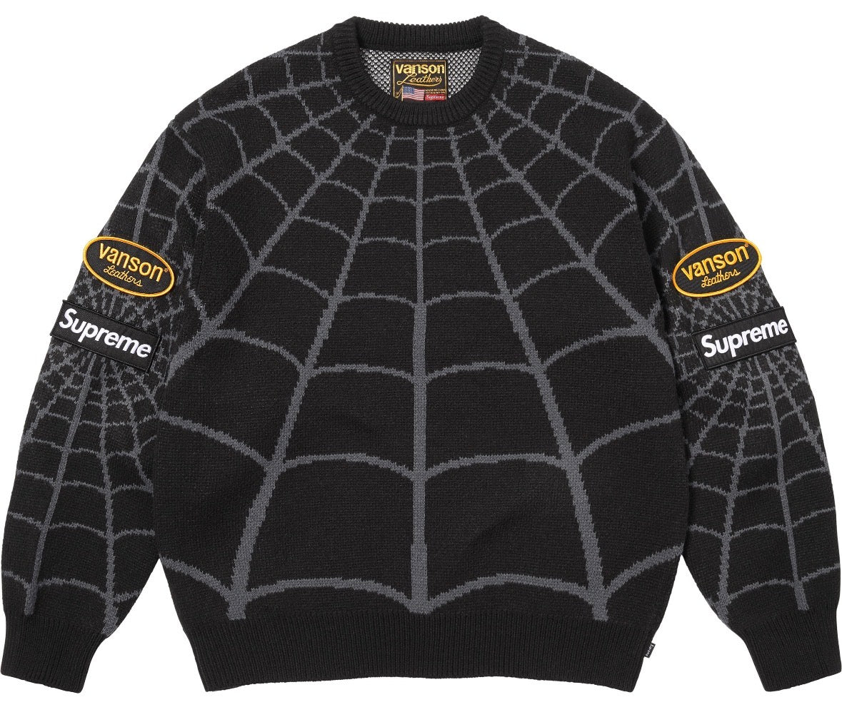 Buzo Supreme x Vanson Leathers x  Spider Man Black
