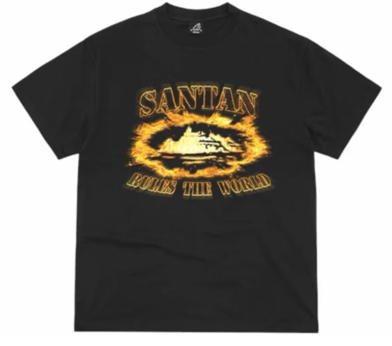 Camiseta Corteiz Santan Alcatraz Black Orange