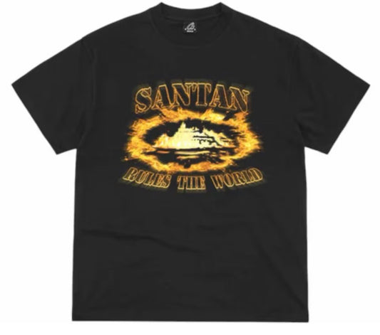 Camiseta Corteiz Santan Alcatraz Black Orange