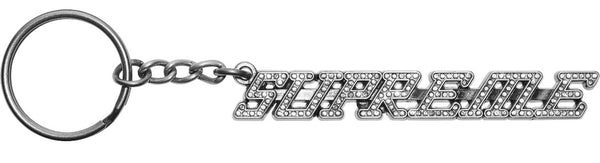 Supreme Studded Rhinestone Silver Keychain
